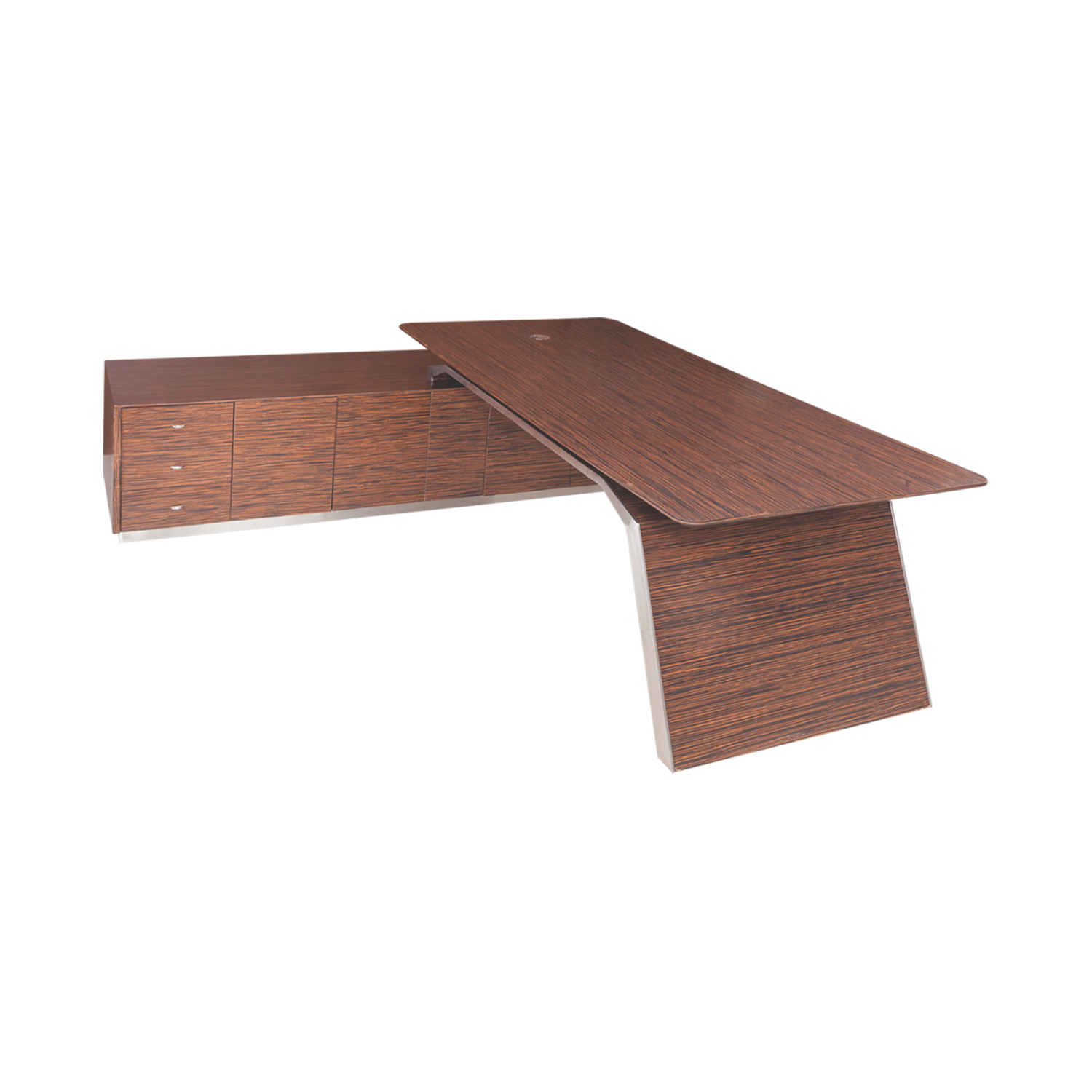 Broadway Executive L-Shaped Desk - Premium Wood Grain with Integrated Storage