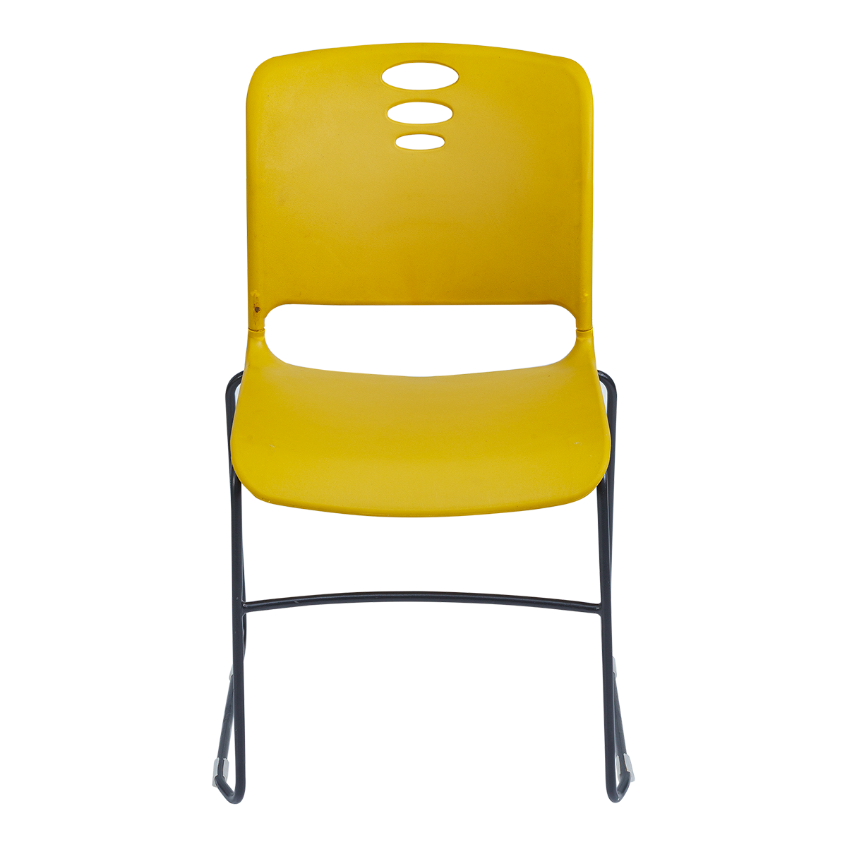 Modern Stackable Cafe Chair - Yellow with Black Metal Base