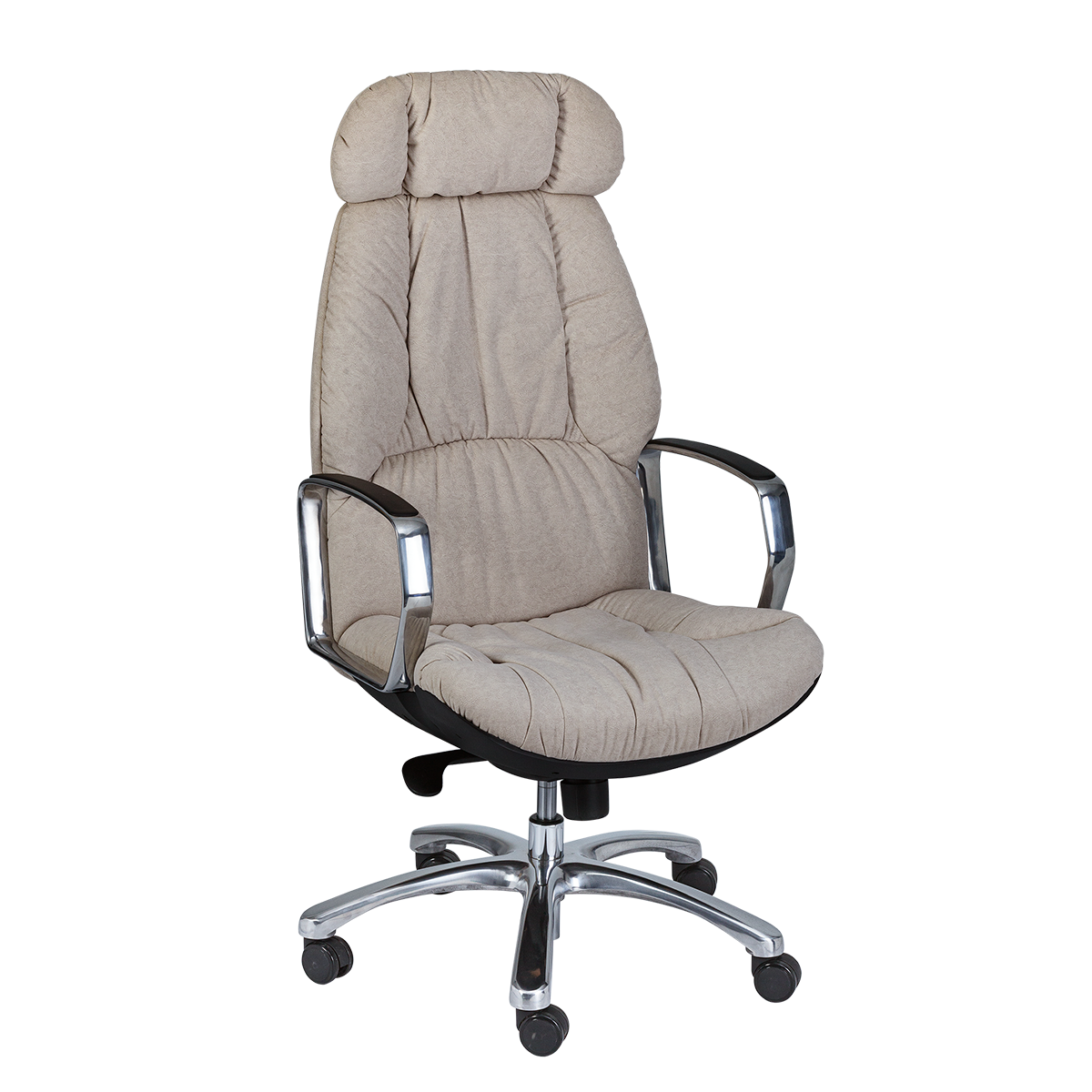 Premium Executive Office Chair - Grey with Integrated Headrest & Chrome Base