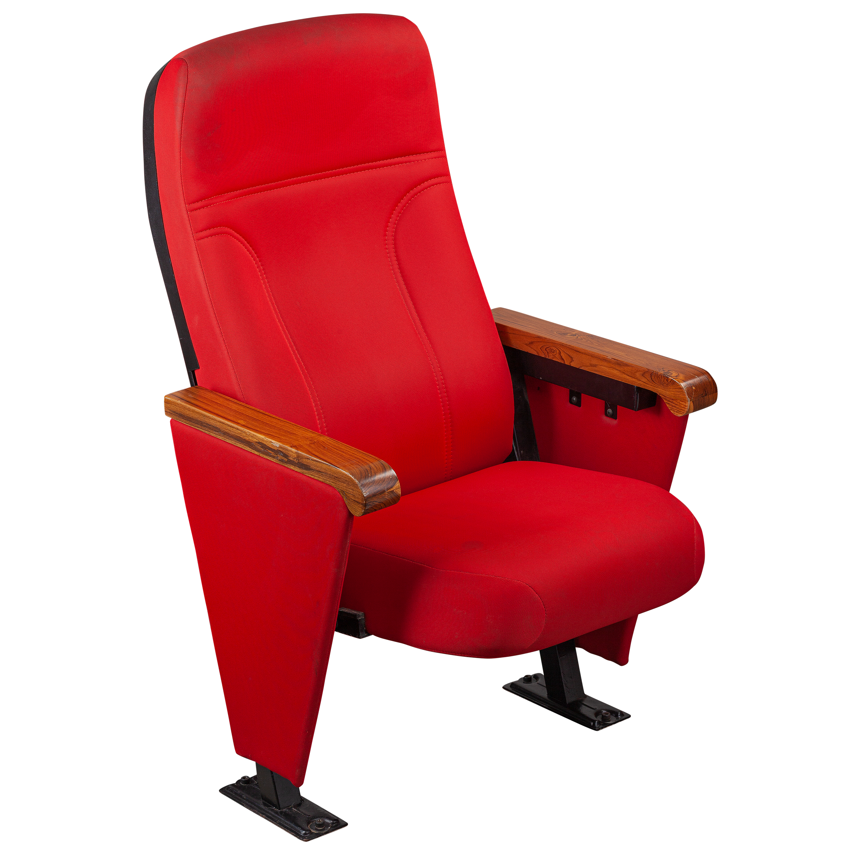 Premium Auditorium Theater Seat with Wooden Armrests - Red