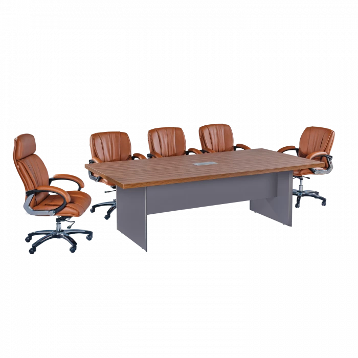 Executive Conference Table with 6 Premium Leather Chairs - Complete Boardroom Set