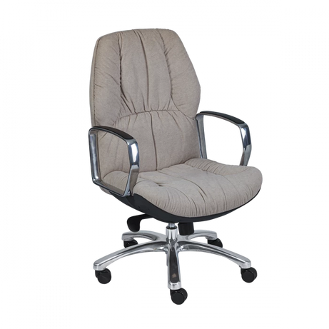 Premium Executive Office Chair - Grey with Integrated Headrest & Chrome Base