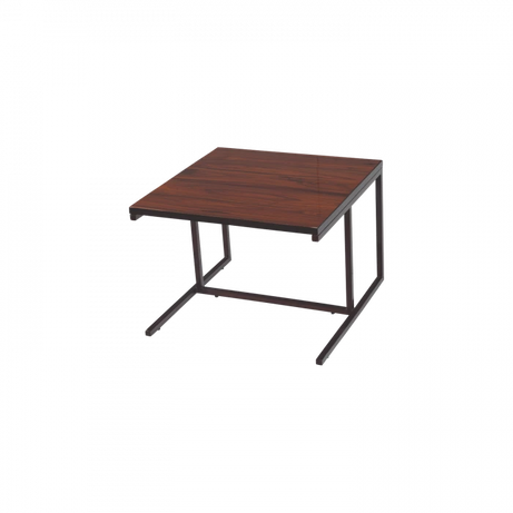 Industrial Side Table with Walnut Top and Black Metal Frame