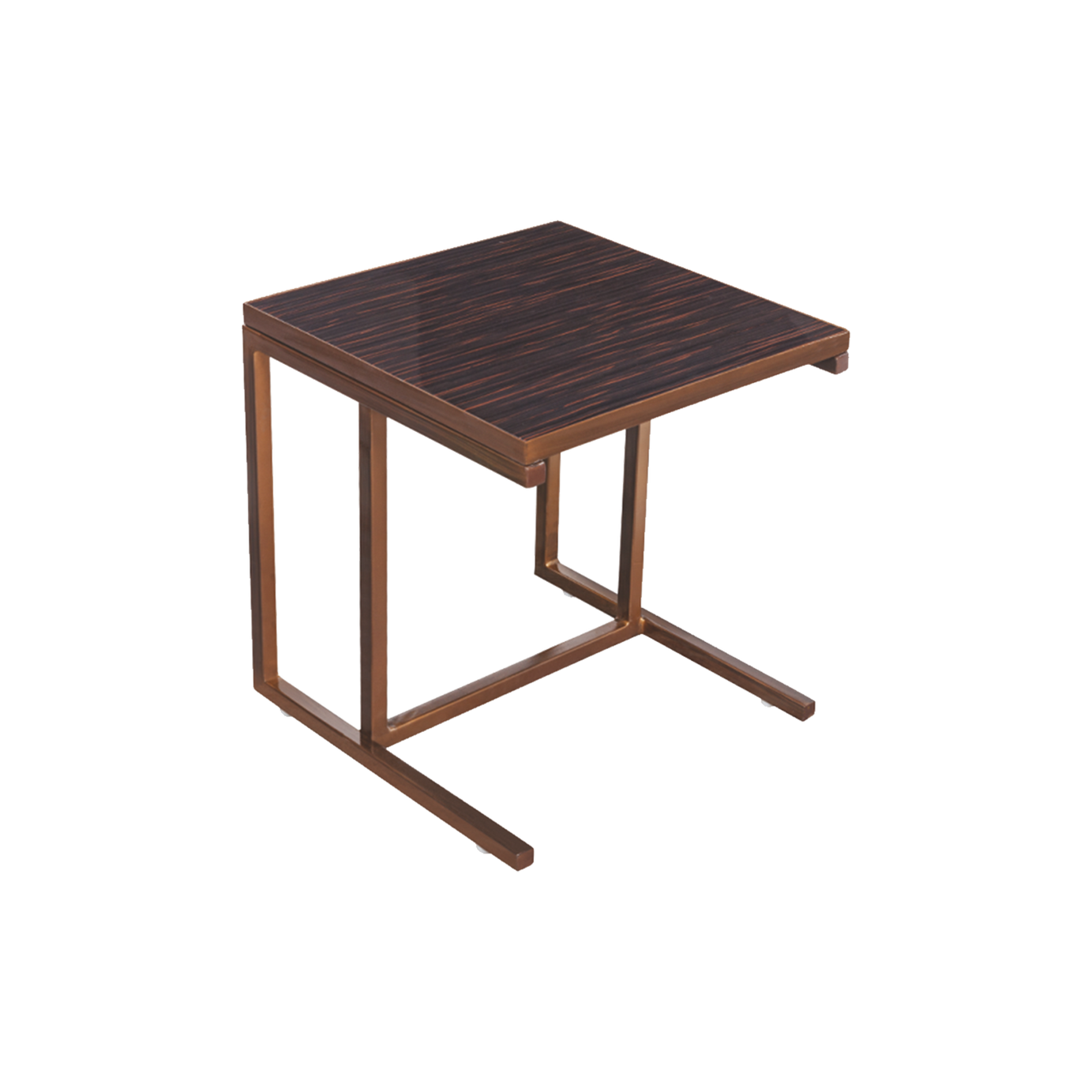 Modern C-Shaped Side Table with Walnut Wood Construction