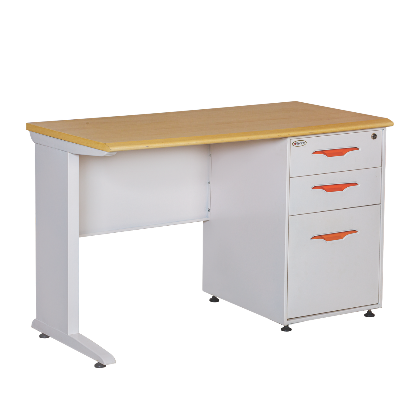 Compact Office Desk with Three-Drawer Mobile Pedestal