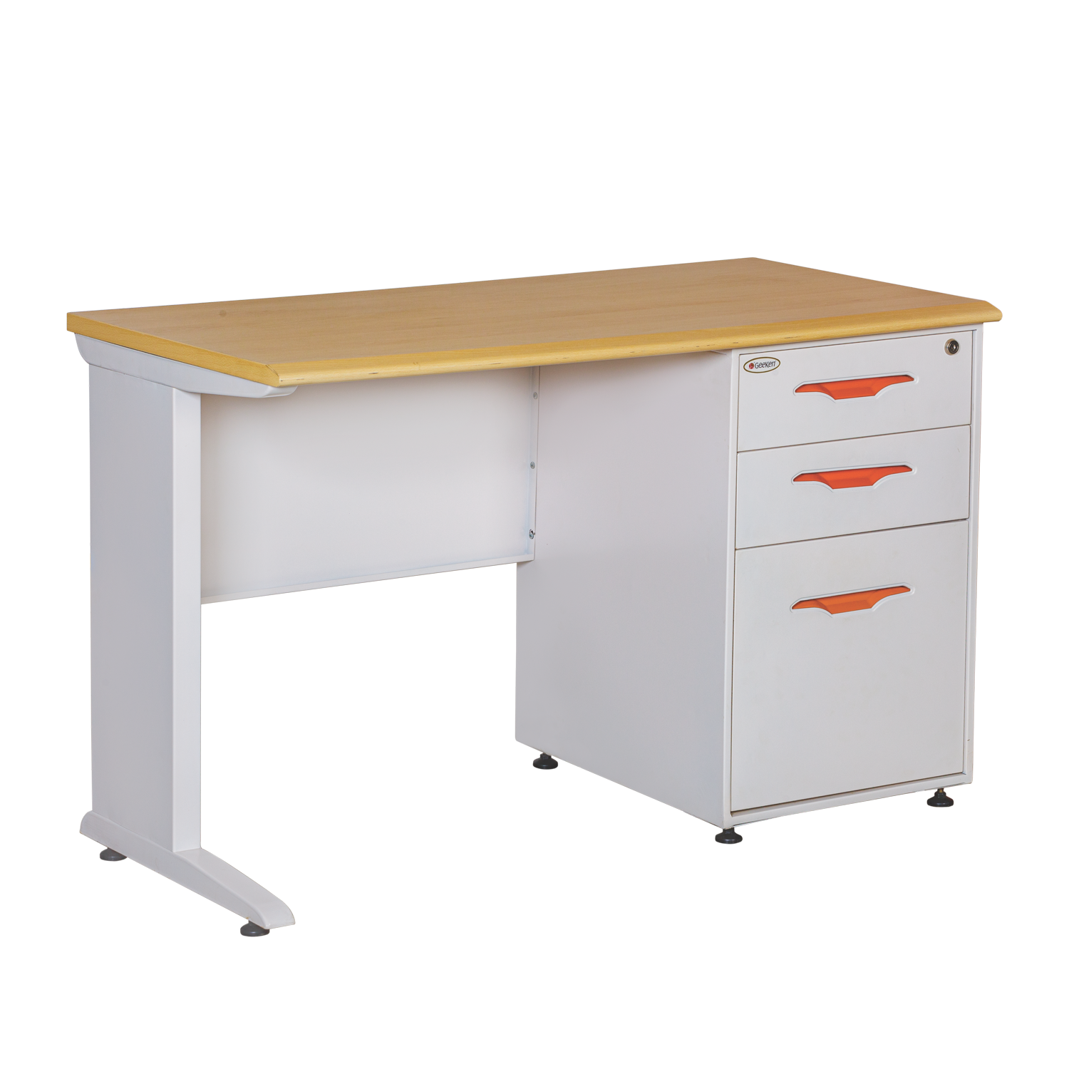 Compact Office Desk with Three-Drawer Mobile Pedestal