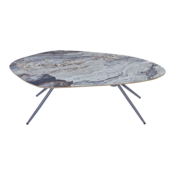 Luxury Oval Marble Coffee Table with Modern Metal Base