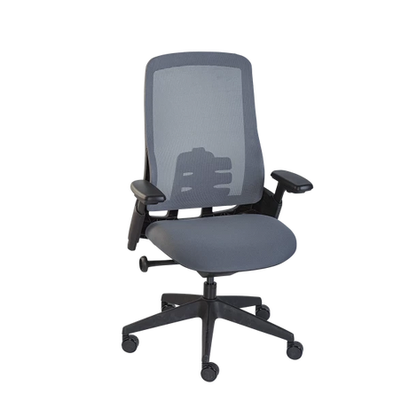 High-Back Ergonomic Mesh Office Chair - Grey with Adjustable Headrest