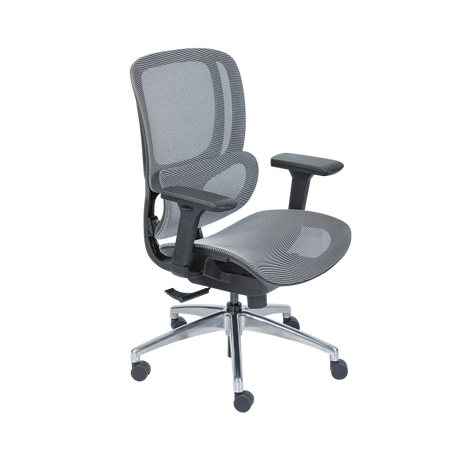 Premium Full-Mesh Ergonomic Office Chair - Grey with Aluminum Base