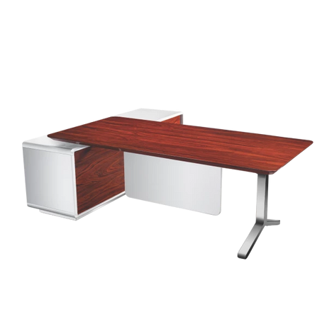 Executive L-Shaped Desk with Storage - Premium Cherry Wood Finish
