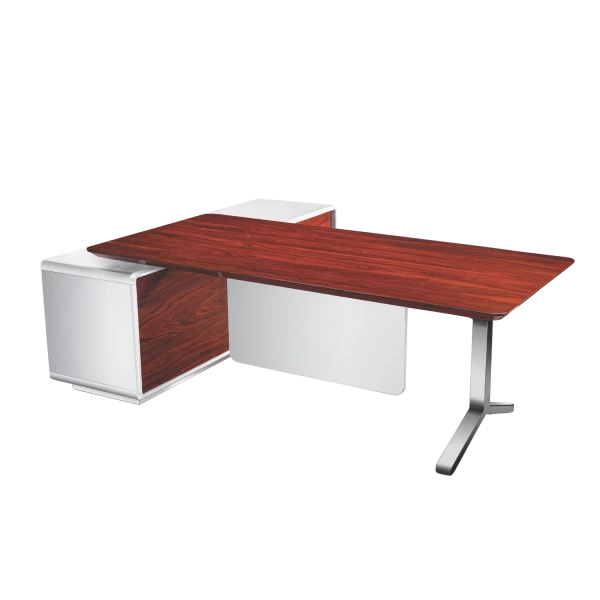 Executive L-Shaped Desk with Storage - Premium Cherry Wood Finish