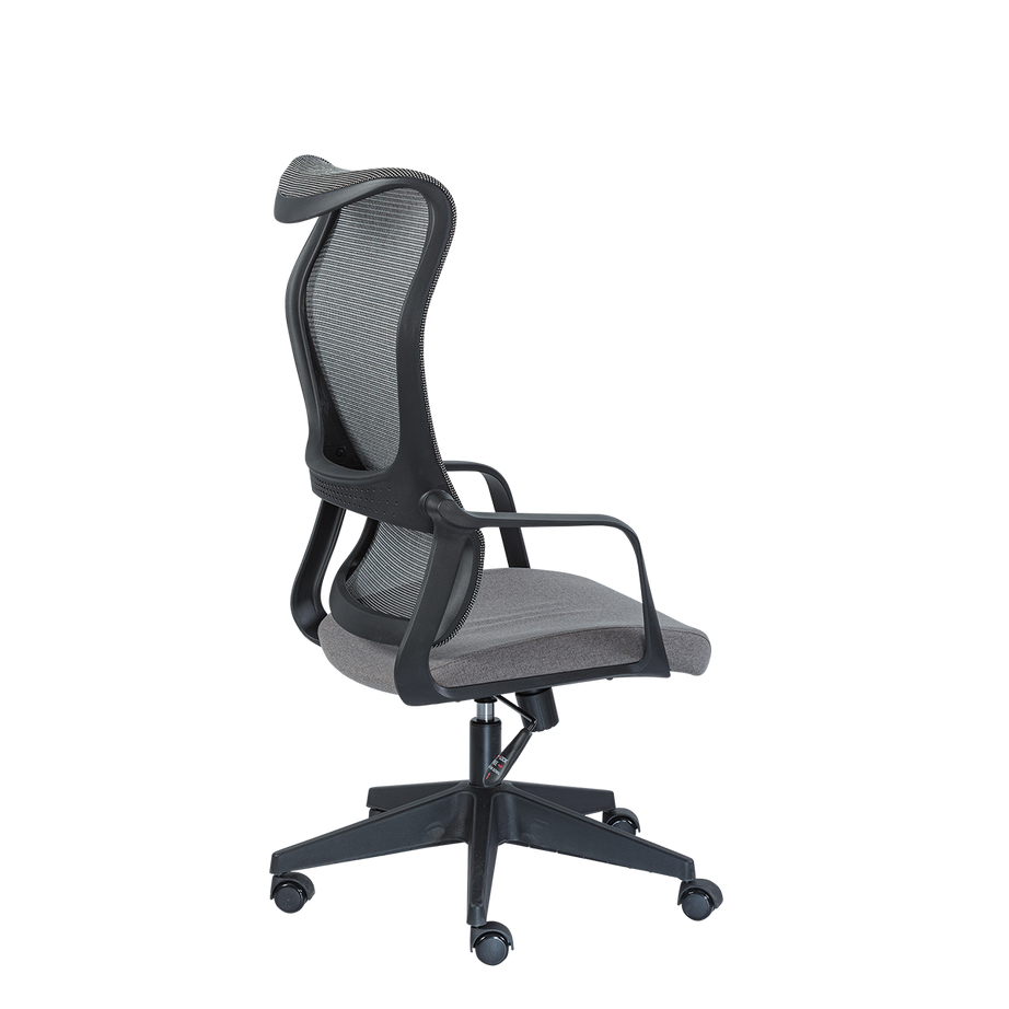 Ergonomic High-Back Mesh Office Chair - Grey with Adjustable Headrest