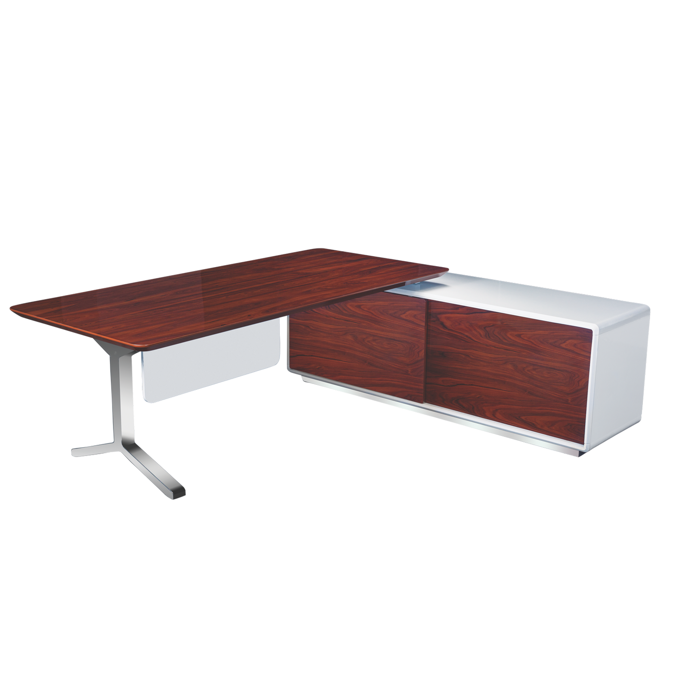 Executive L-Shaped Desk with Storage - Premium Cherry Wood Finish