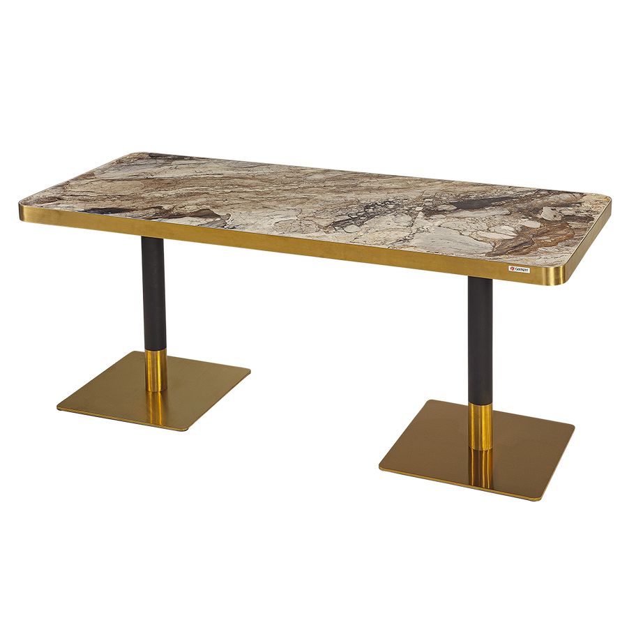 Luxury Marble-Top Dining Table with Gold Pedestal Base