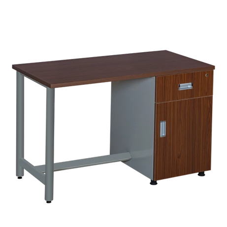 Compact Computer Desk with Lockable Storage Cabinet