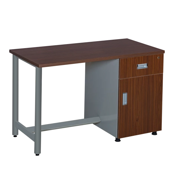 Compact Computer Desk with Lockable Storage Cabinet