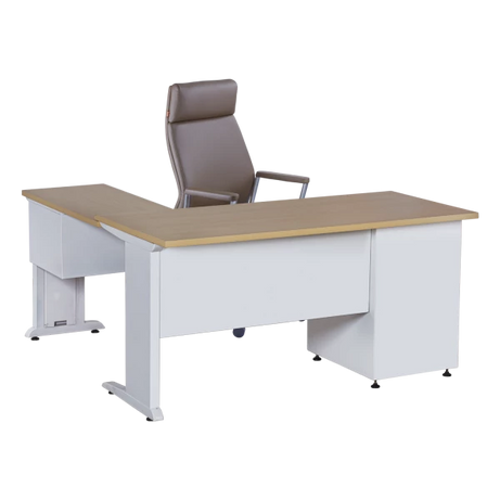 Executive L-Shaped Desk with Dual Storage Pedestals and High-Back Chair