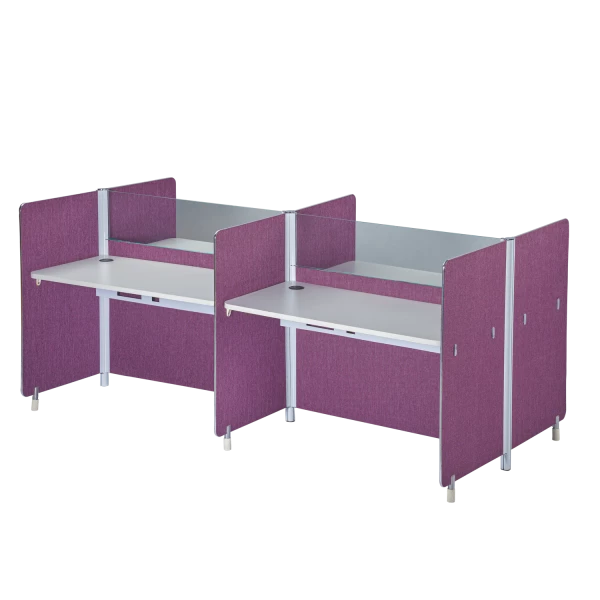 Modular Office Workstation System - 4-Person Cluster with Privacy Panels