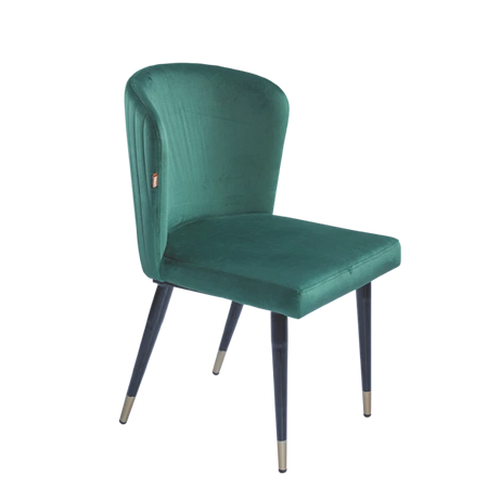 Modern Dining Chair - Emerald Green Velvet with Channel Tufting