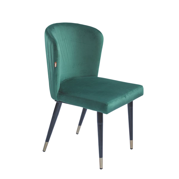 Modern Dining Chair - Emerald Green Velvet with Channel Tufting