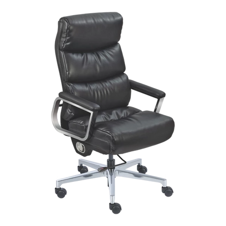 Premium Executive Reclining Office Chair with Footrest - Black Leather
