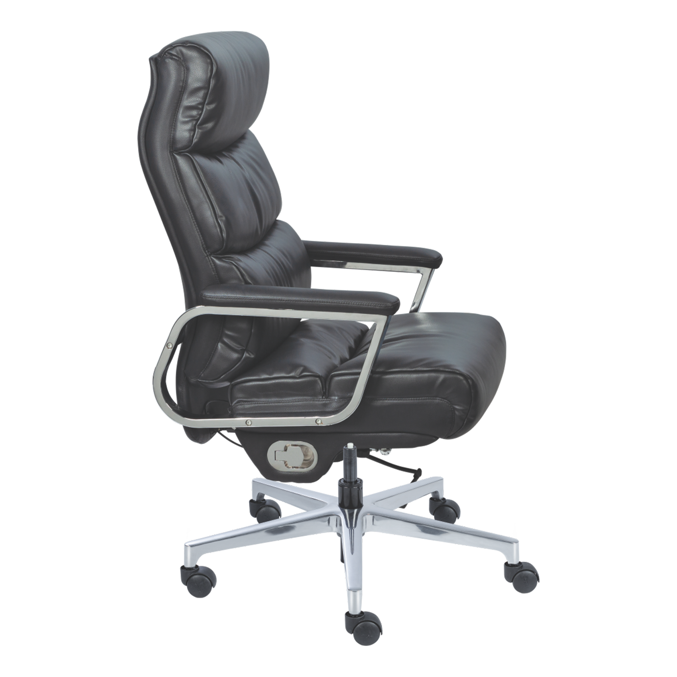 Premium Executive Reclining Office Chair with Footrest - Black Leather