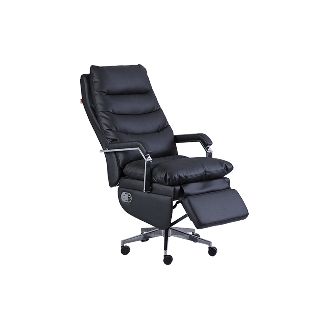 Premium Executive Reclining Office Chair with Footrest - Black Leather