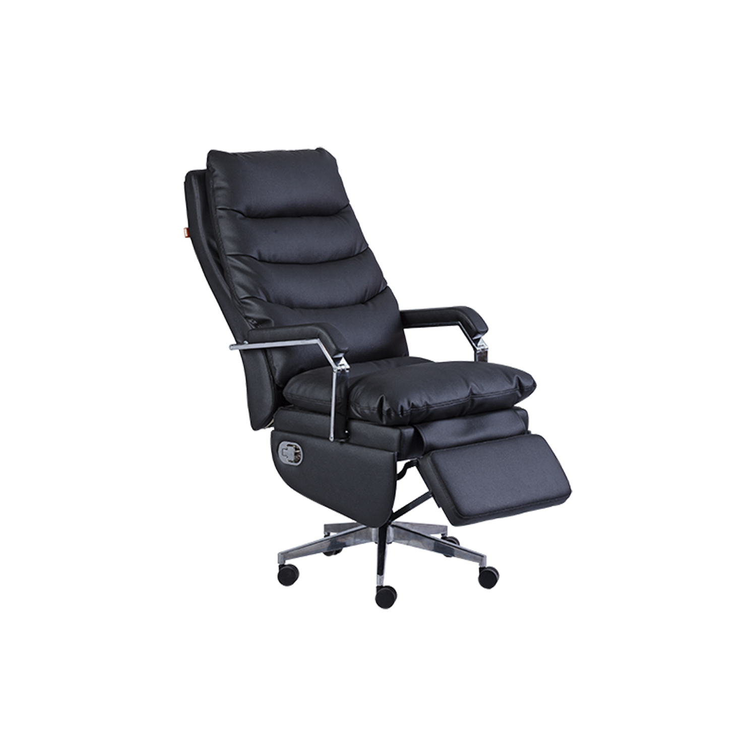 Executive Reclining Office Chair with Footrest - Black Leather