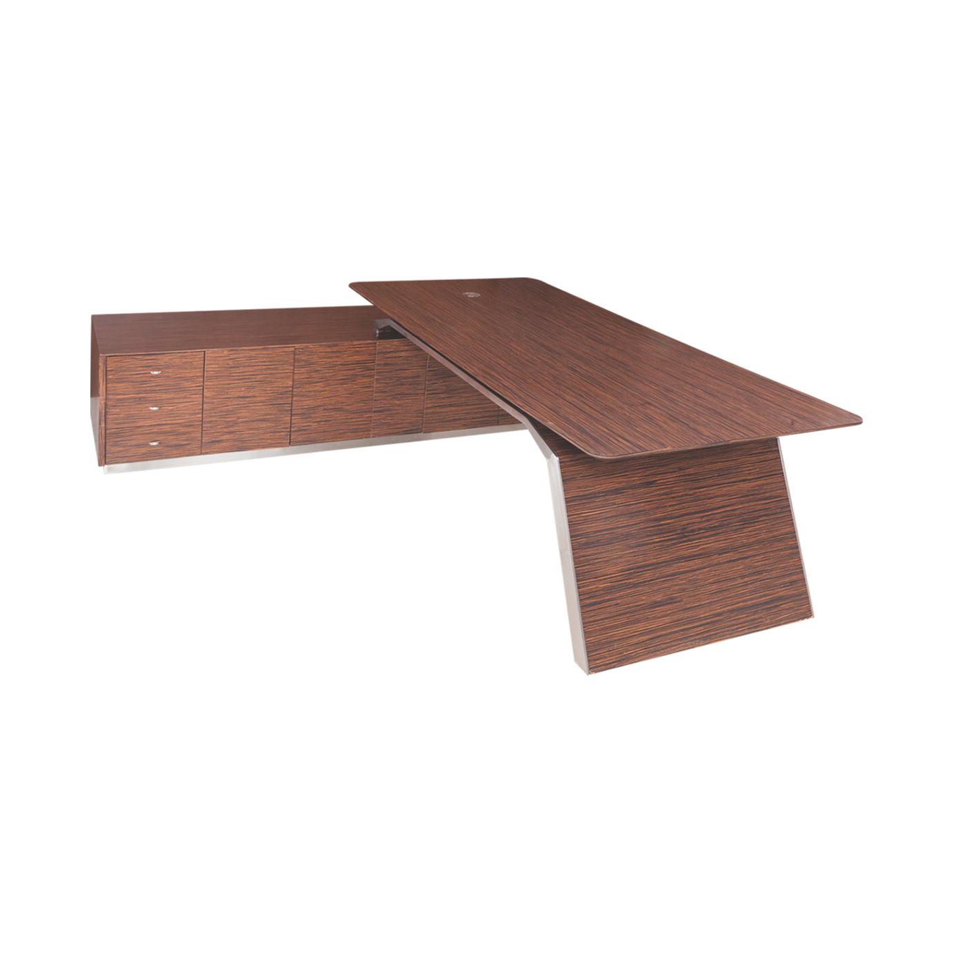 Broadway Executive L-Shaped Desk - Premium Wood Grain with Integrated Storage