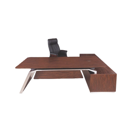 Broadway Executive L-Shaped Desk - Premium Wood Grain with Integrated Storage