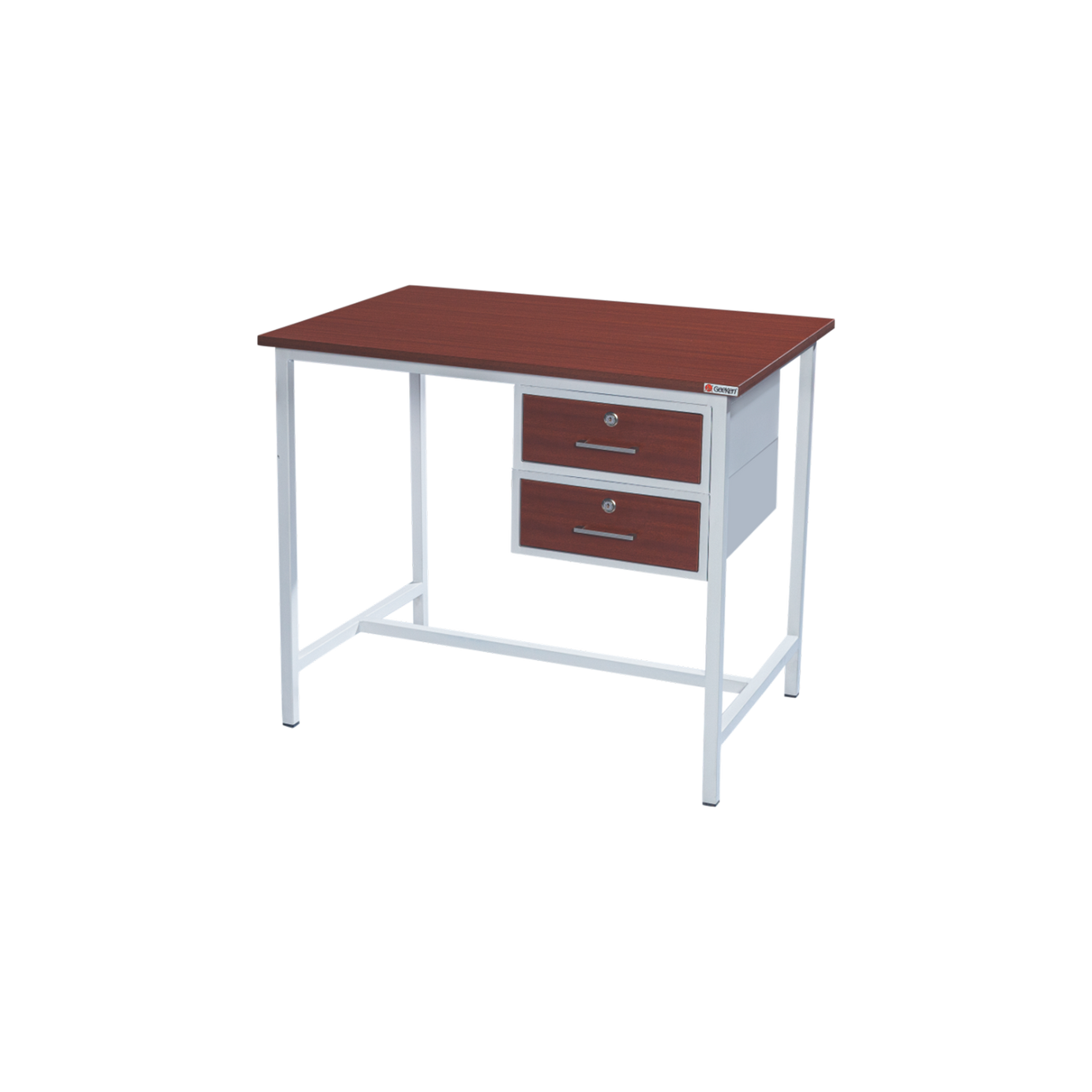 Compact Office Desk with Two-Drawer Storage and Metal Frame