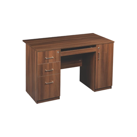 Classic Computer Desk with Dual Three-Drawer Pedestals and Keyboard Tray