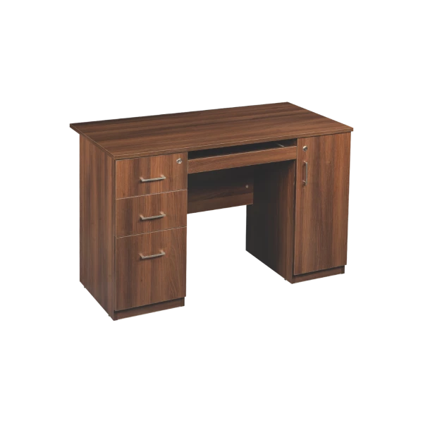 Classic Computer Desk with Dual Three-Drawer Pedestals and Keyboard Tray