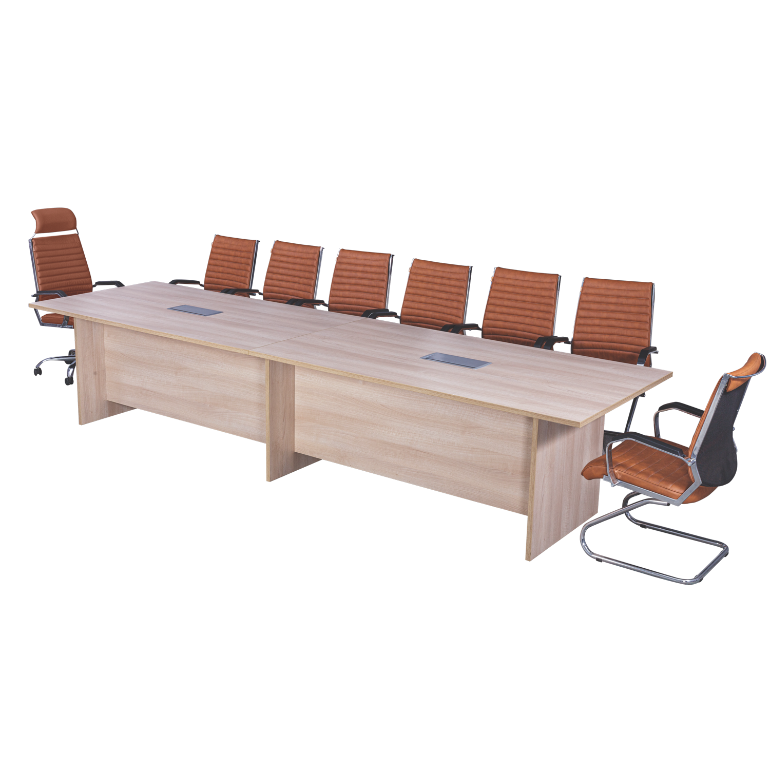Large Executive Conference Table with 8 Chairs - Premium Boardroom Set for 10 People