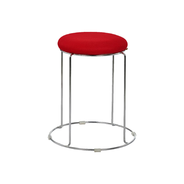 Modern Stackable Stool - Red Cushion with Chrome Circular Base