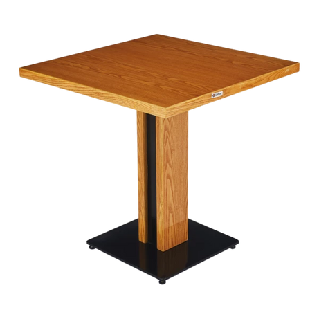 Square Cafe Table with Natural Wood Top and Pedestal Base
