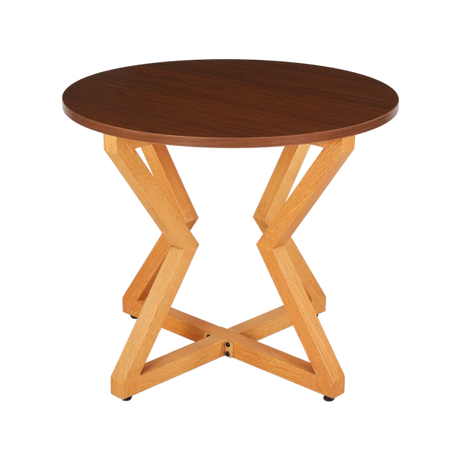 Modern Round Cafe Table with Geometric X-Base Design