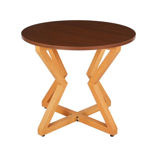 Modern Round Cafe Table with Geometric X-Base Design