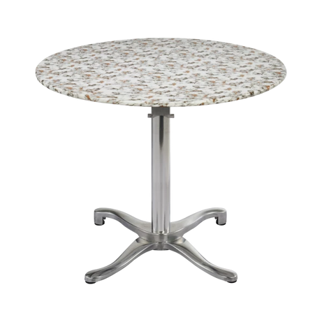 Round Outdoor Cafe Table with Terrazzo Top and Aluminum Base