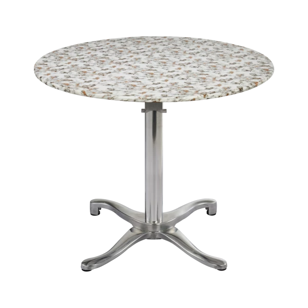Round Outdoor Cafe Table with Terrazzo Top and Aluminum Base