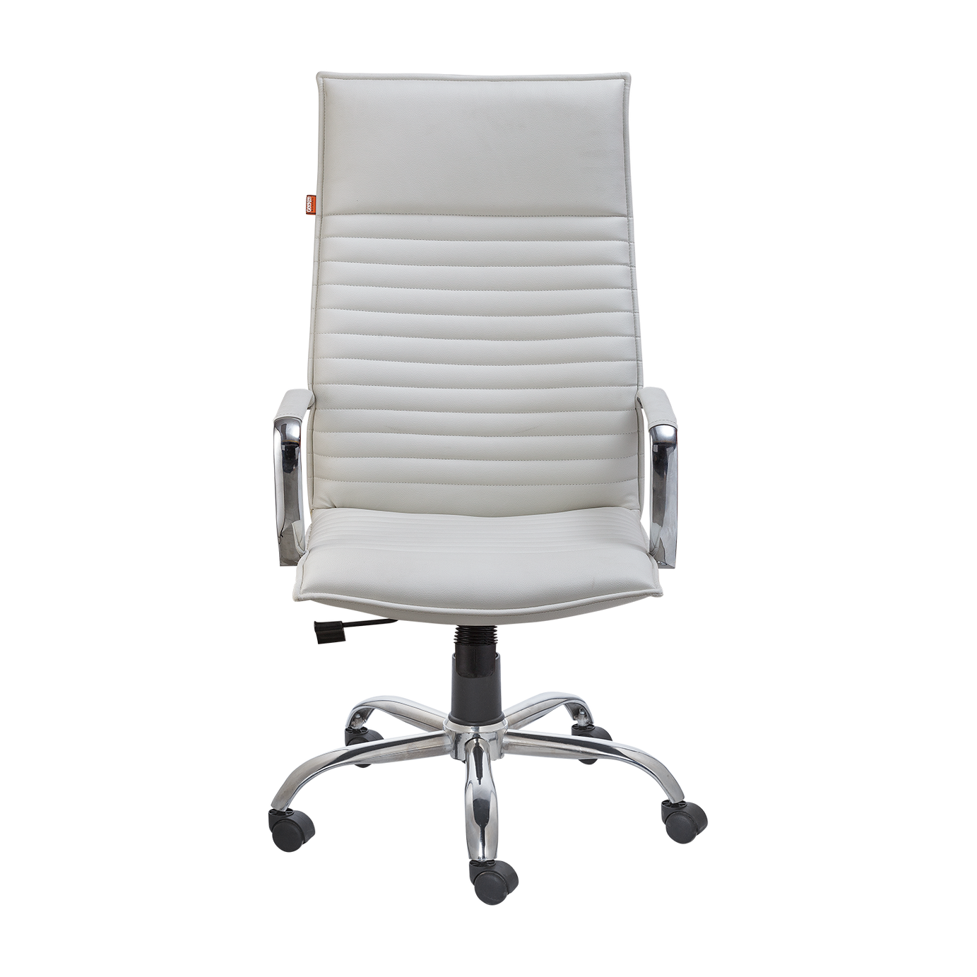 Modern Executive Office Chair - White Ribbed Leather with Chrome