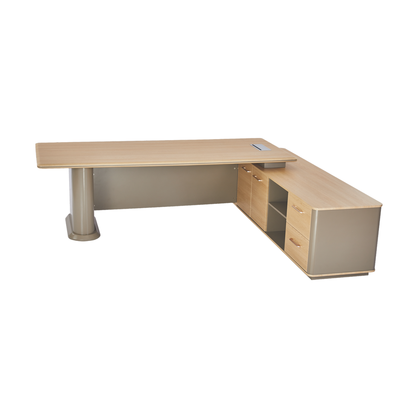 Ingenious Executive L-Shaped Desk - Contemporary Fluted Design with Premium Storage