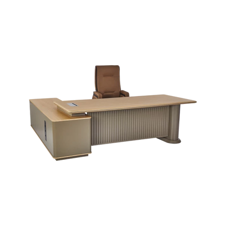 Ingenious Executive L-Shaped Desk - Contemporary Fluted Design with Premium Storage