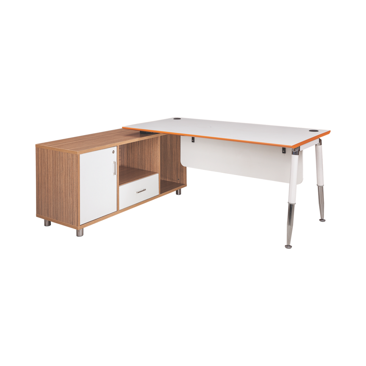Height-Adjustable L-Shaped Executive Desk with Storage Credenza