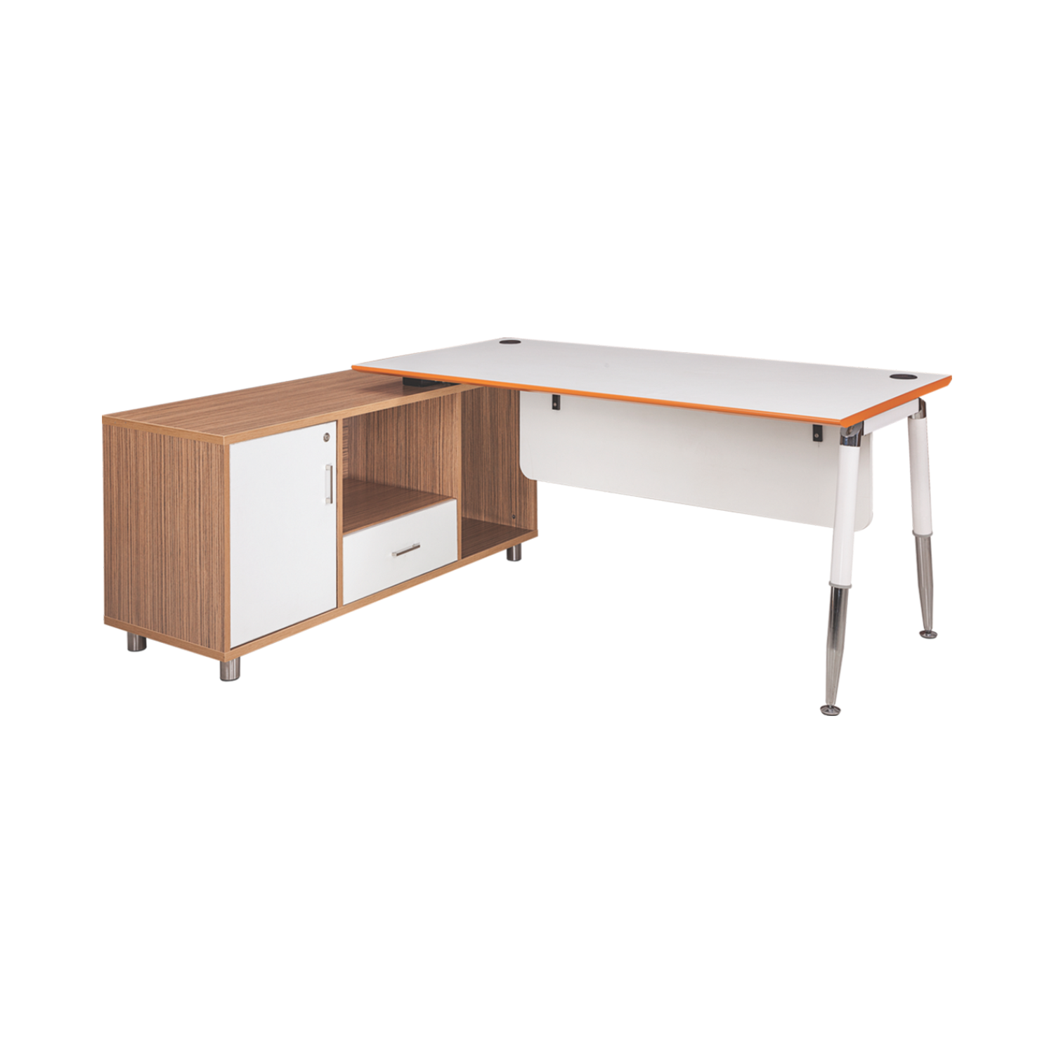 Height-Adjustable L-Shaped Executive Desk with Storage Credenza