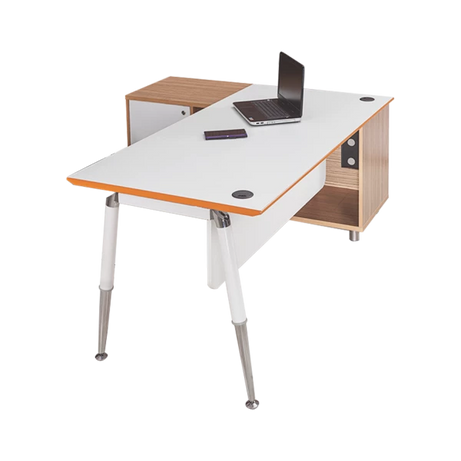Height-Adjustable L-Shaped Executive Desk with Storage Credenza