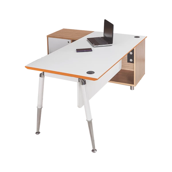 Height-Adjustable L-Shaped Executive Desk with Storage Credenza