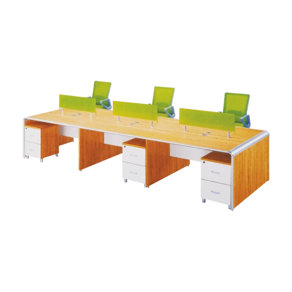 Parco Modular Bench Workstation - Vibrant Yellow-Green with Ergonomic Chairs