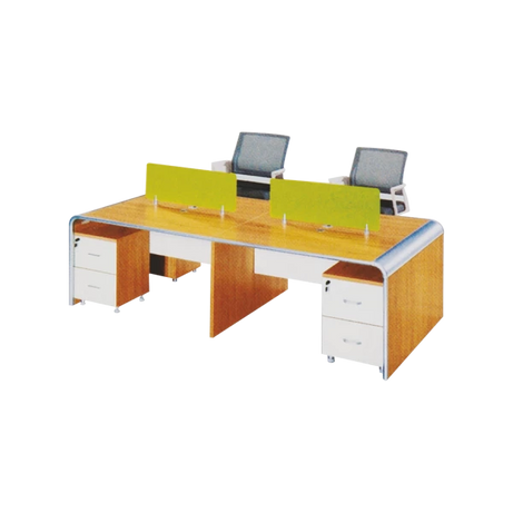Parco Modular Bench Workstation - Vibrant Yellow-Green with Ergonomic Chairs