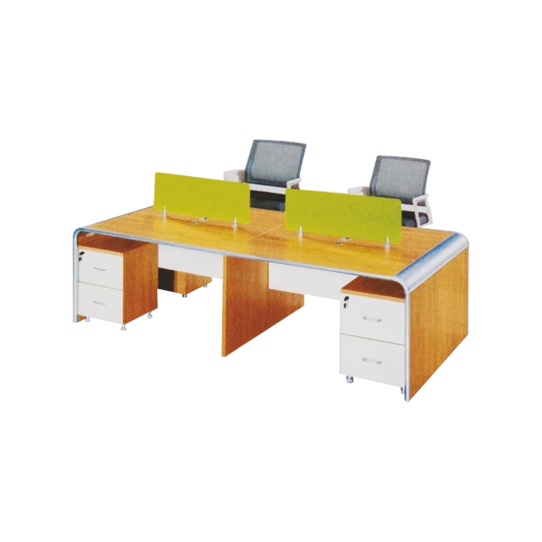 Parco Modular Bench Workstation - Vibrant Yellow-Green with Ergonomic Chairs